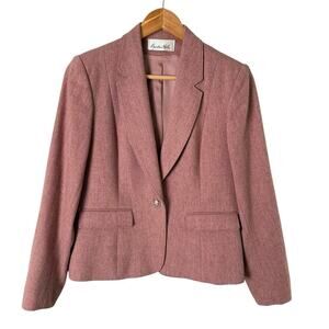 Austin Hill Vintage‎ Dusty Rose Wool Blazer Jacket One Button Mauve, Size Small